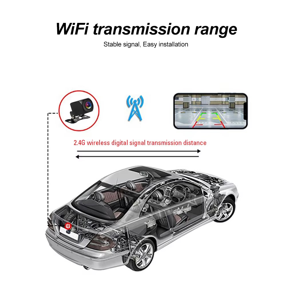 Car Rear View Camera Wifi HD 170 Degree Rear View Camera Wireless Waterproof Wifi Backup Camera 12V 24V for Android Ios