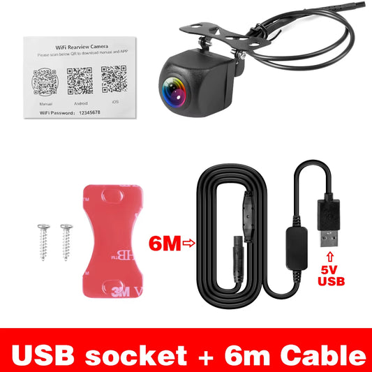 Car Rear View Camera Wifi HD 170 Degree Rear View Camera Wireless Waterproof Wifi Backup Camera 12V 24V for Android Ios