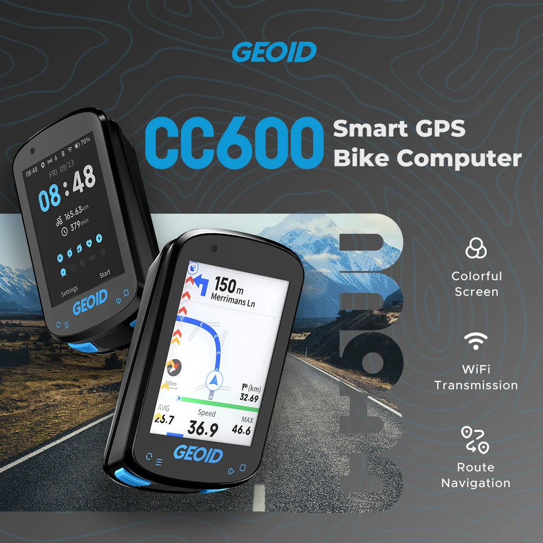 CC600 Color Screen Bike Computer Smart Navigation GPS Wireless Bicycle Speedometer WIFI ANT+ 11 Languages Cycling Odometer