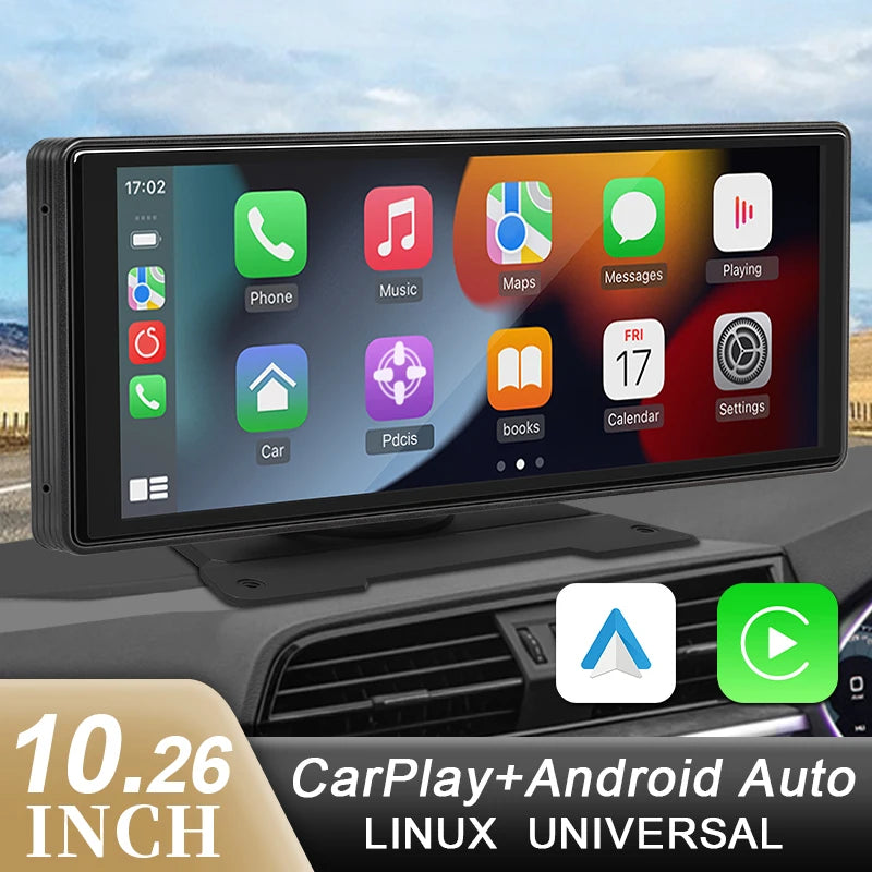 10.26" Car Mirror Radio Multimedia Video Player Universal Wireless Carplay Android Auto Screen with Bluetooth AUX USB