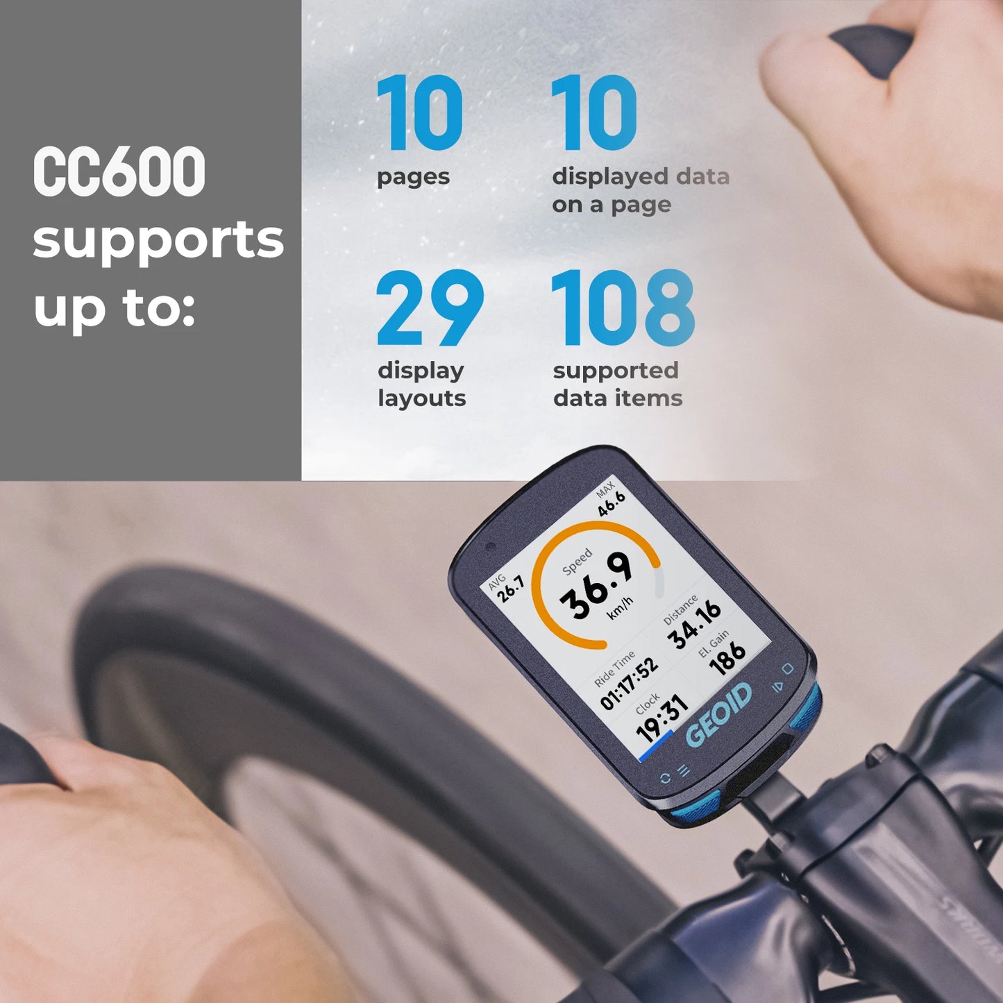 CC600 Color Screen Bike Computer Smart Navigation GPS Wireless Bicycle Speedometer WIFI ANT+ 11 Languages Cycling Odometer