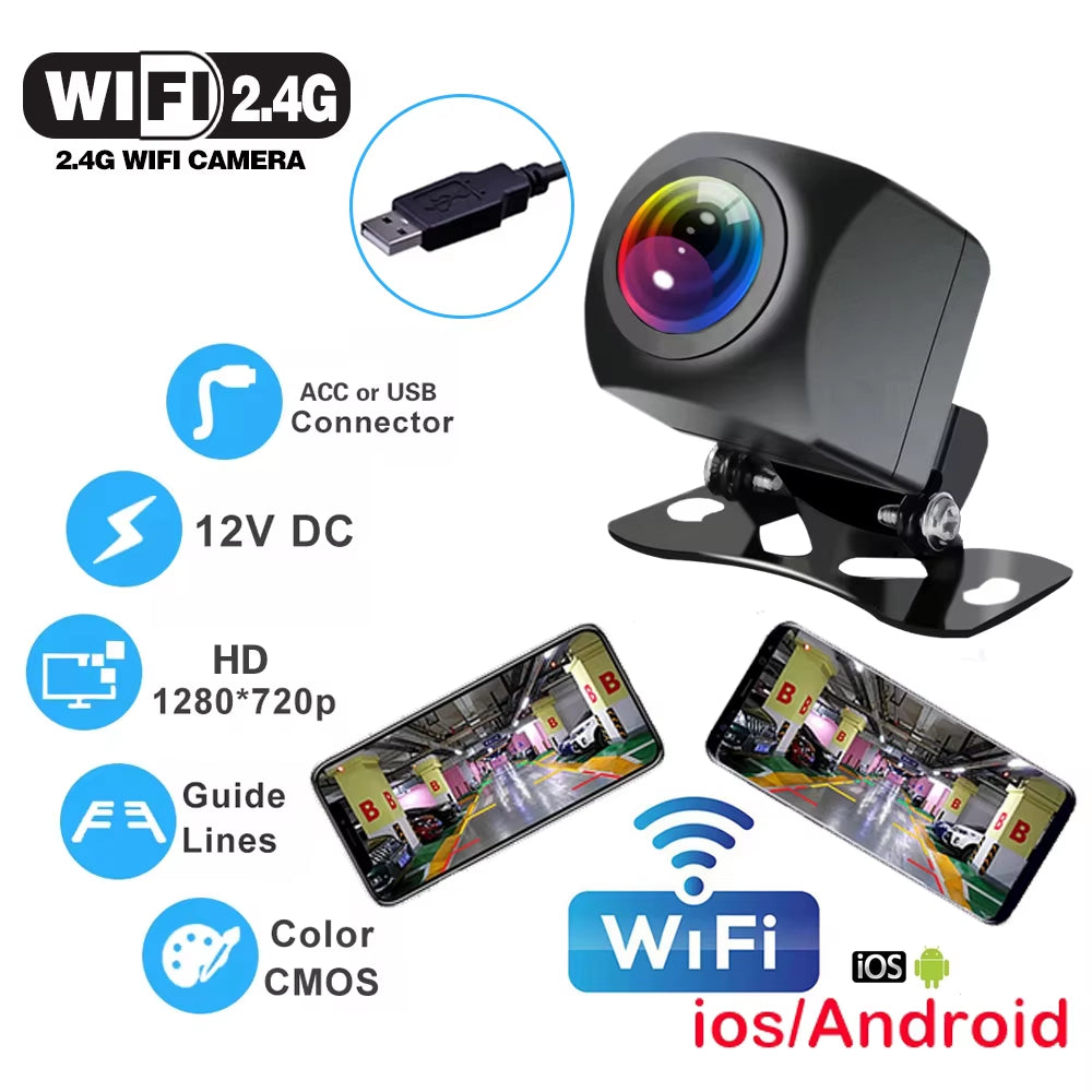 Car Rear View Camera Wifi HD 170 Degree Rear View Camera Wireless Waterproof Wifi Backup Camera 12V 24V for Android Ios