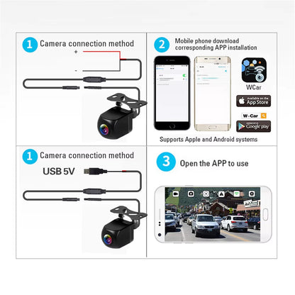 Car Rear View Camera Wifi HD 170 Degree Rear View Camera Wireless Waterproof Wifi Backup Camera 12V 24V for Android Ios